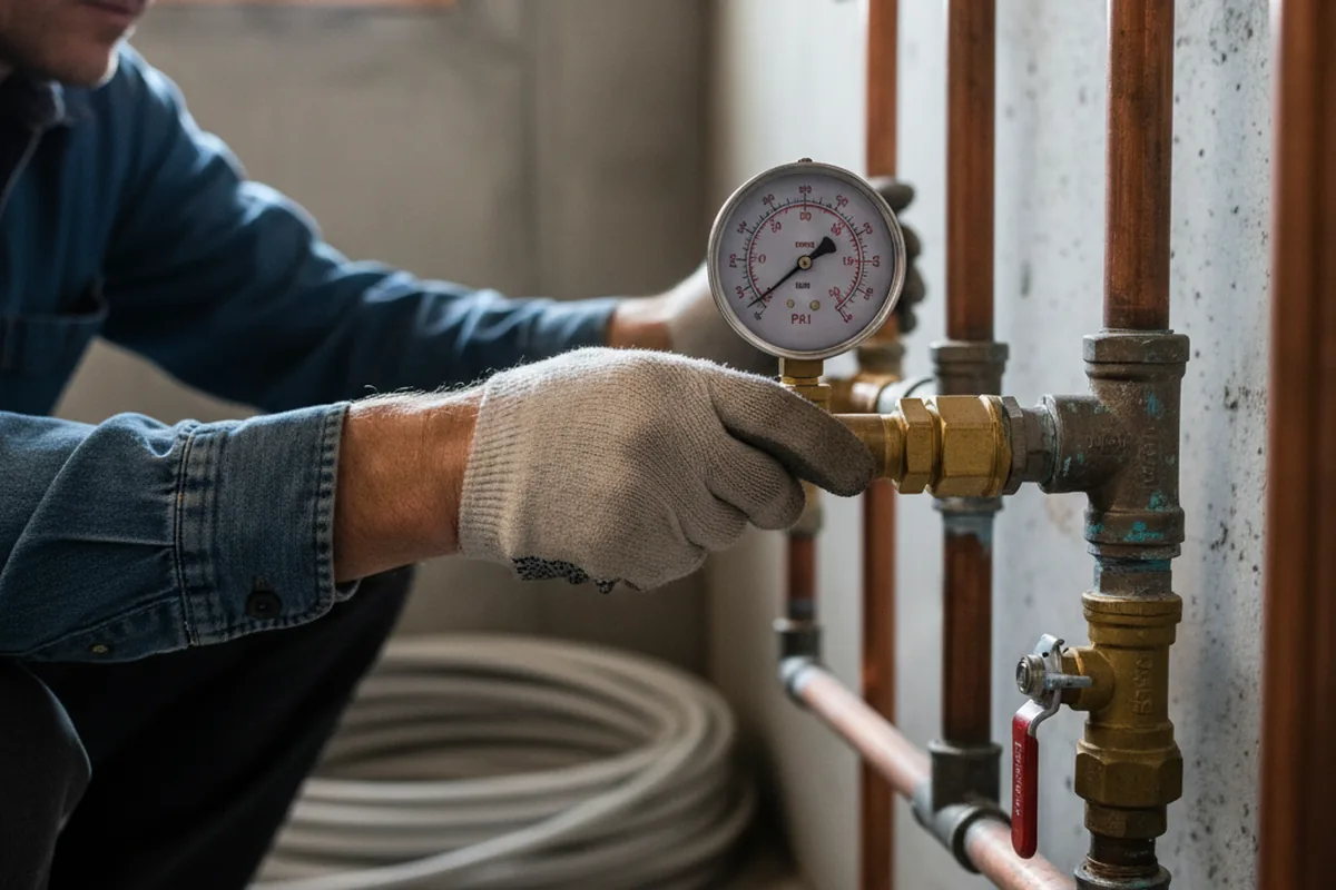 Pressure testing a repaired line during Water Line Repair in Sylmar